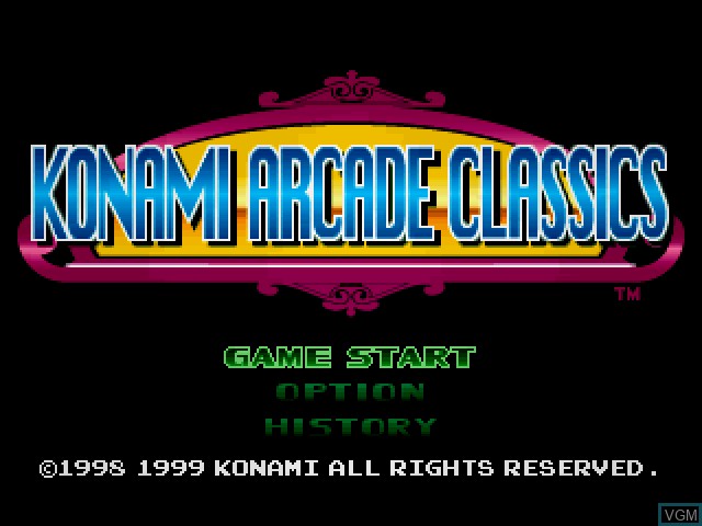 Image de l'ecran titre du jeu Konami Arcade Classics sur Sony Playstation