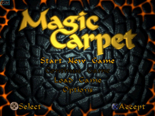 Image de l'ecran titre du jeu Magic Carpet sur Sony Playstation