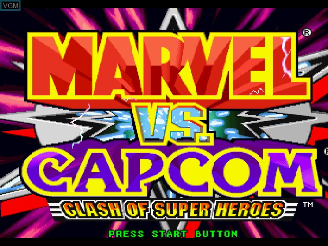 Image de l'ecran titre du jeu Marvel vs. Capcom - Clash of Super Heroes sur Sony Playstation