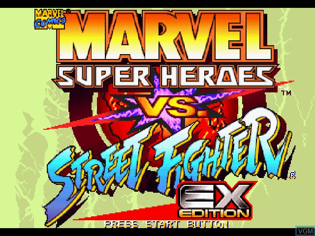 Image de l'ecran titre du jeu Marvel Super Heroes vs. Street Fighter EX Edition sur Sony Playstation
