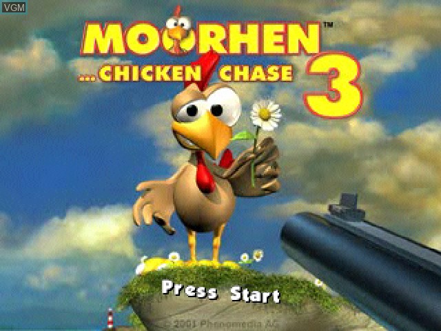 Image de l'ecran titre du jeu Moorhen 3 - Chicken Chase sur Sony Playstation