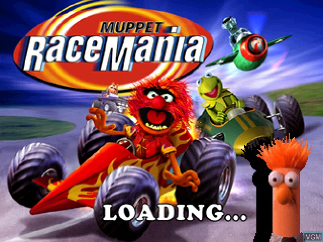 Image de l'ecran titre du jeu Muppet RaceMania sur Sony Playstation