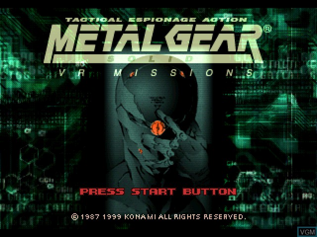 Image de l'ecran titre du jeu Metal Gear Solid - VR Missions sur Sony Playstation