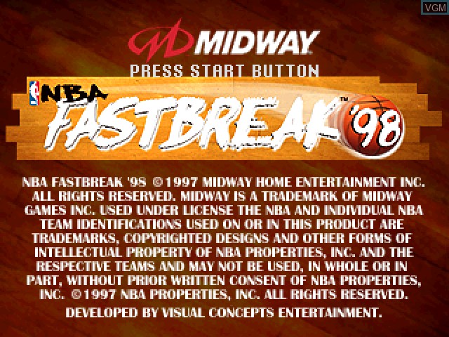 Image de l'ecran titre du jeu NBA Fastbreak '98 sur Sony Playstation