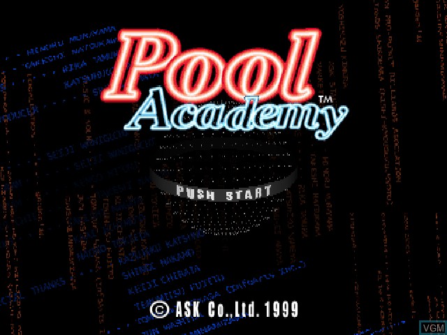 Image de l'ecran titre du jeu Pool Academy sur Sony Playstation