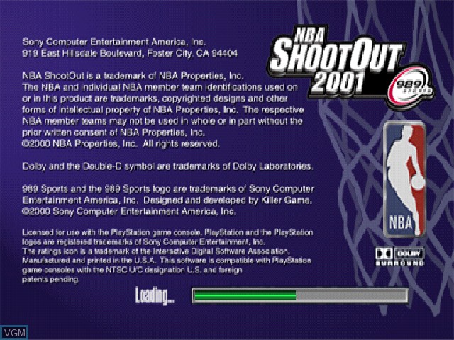 Image de l'ecran titre du jeu NBA ShootOut 2001 sur Sony Playstation