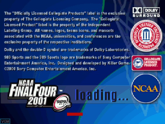 Image de l'ecran titre du jeu NCAA Final Four 2001 sur Sony Playstation