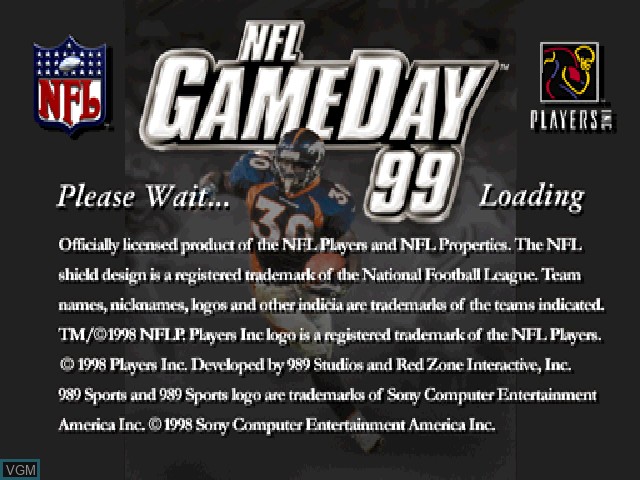 Image de l'ecran titre du jeu NFL GameDay 99 sur Sony Playstation