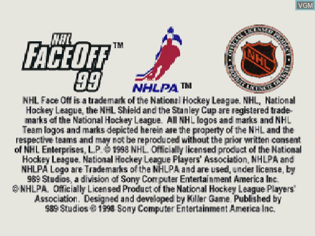 Image de l'ecran titre du jeu NHL FaceOff 99 sur Sony Playstation