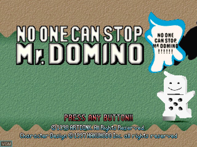 Image de l'ecran titre du jeu No One Can Stop Mr. Domino sur Sony Playstation
