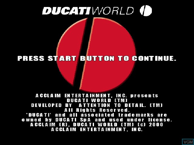 Image de l'ecran titre du jeu Ducati World Racing Challenge sur Sony Playstation