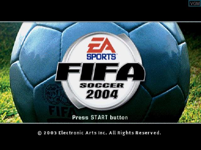 Image de l'ecran titre du jeu FIFA Soccer 2004 sur Sony Playstation