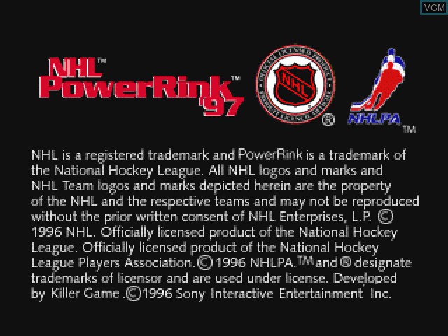 Image de l'ecran titre du jeu NHL PowerRink '97 sur Sony Playstation