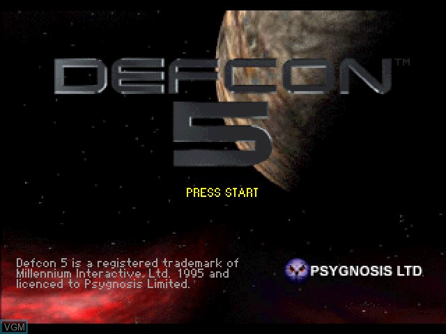 Image de l'ecran titre du jeu DefCon 5 sur Sony Playstation