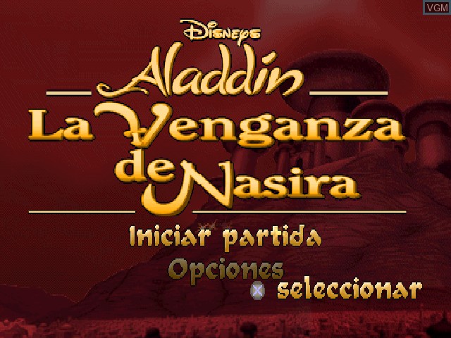Image de l'ecran titre du jeu Aladdin - La Venganza de Nasira sur Sony Playstation