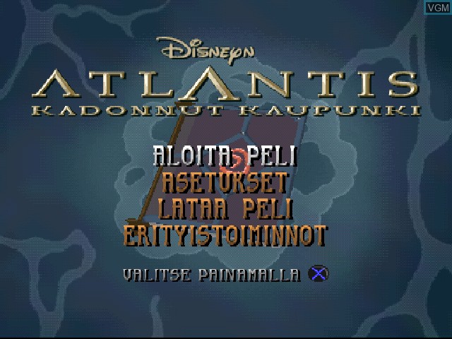 Image de l'ecran titre du jeu Atlantis - Kadonnut Kaupunki sur Sony Playstation