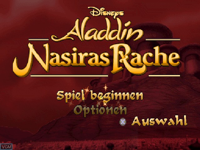 Image de l'ecran titre du jeu Aladdin - Nasiras Rache sur Sony Playstation