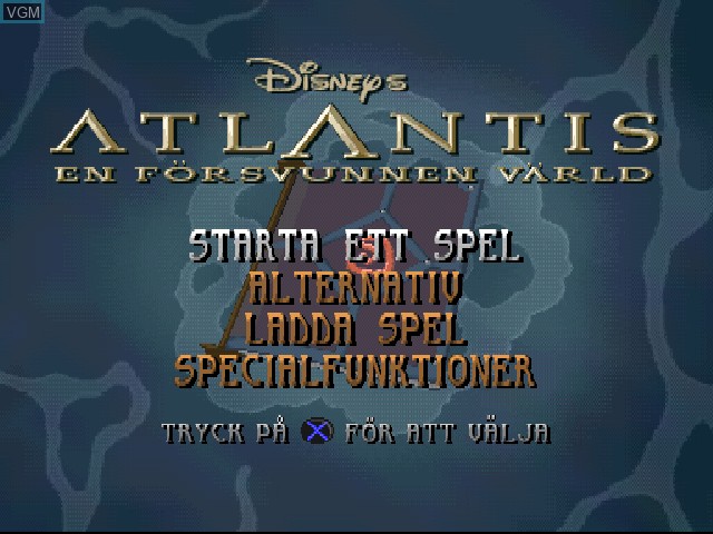 Image de l'ecran titre du jeu Atlantis - En Foersvunnen Vaerld sur Sony Playstation