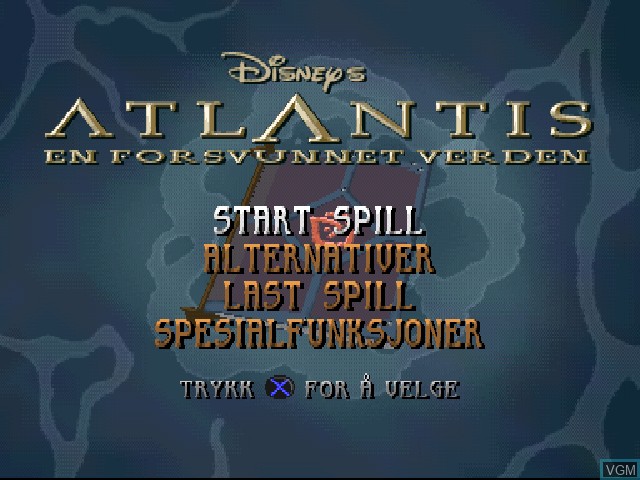 Image de l'ecran titre du jeu Atlantis - En Forsvunnet Verden sur Sony Playstation