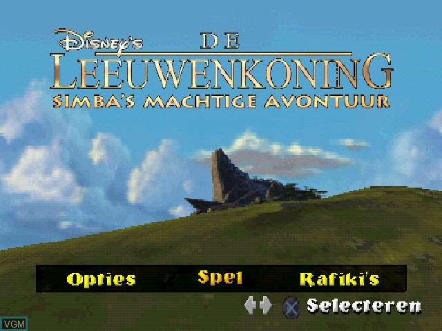 Image de l'ecran titre du jeu Leeuwenkoning, De - Simba's Machtige Avontuur sur Sony Playstation