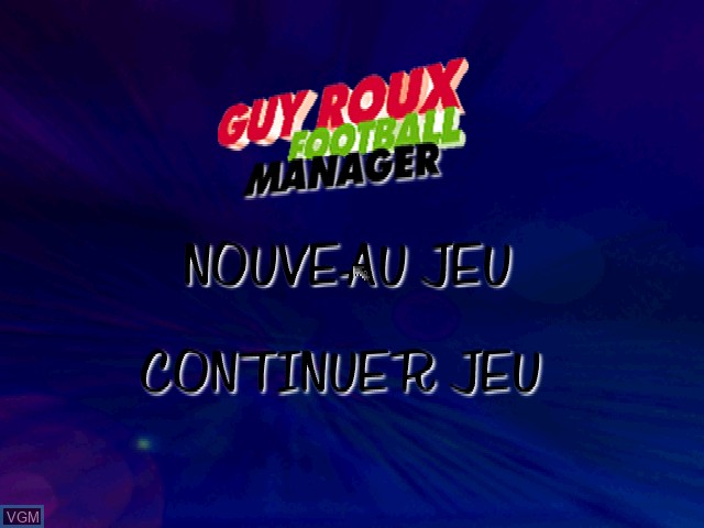 Image de l'ecran titre du jeu Guy Roux Football Manager Saison 97-98 sur Sony Playstation