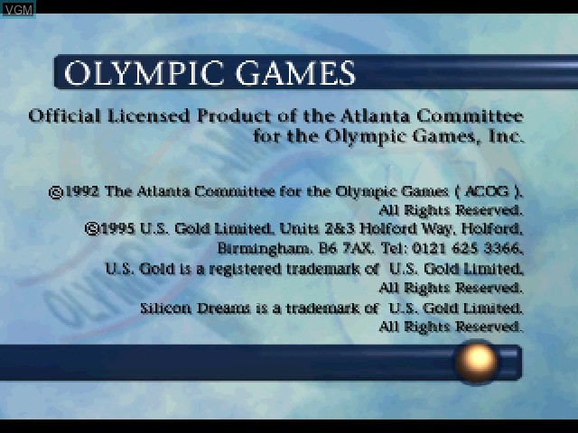Image de l'ecran titre du jeu Olympic Games - Atlanta 1996 sur Sony Playstation