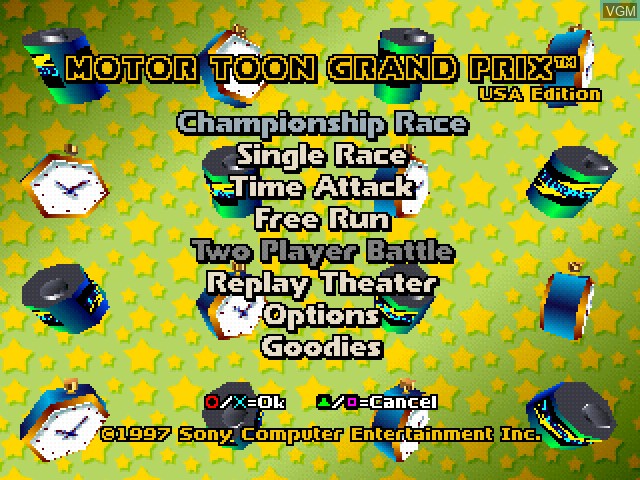 Image de l'ecran titre du jeu Motor Toon Grand Prix USA Edition sur Sony Playstation