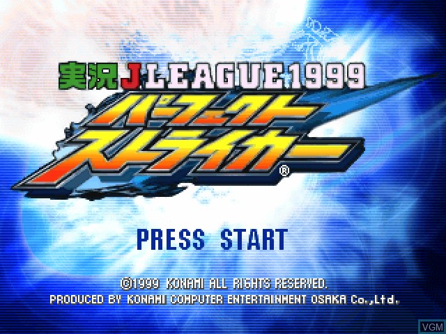 Image de l'ecran titre du jeu Jikkyou J.League 1999 Perfect Striker sur Sony Playstation