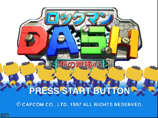 Image de l'ecran titre du jeu RockMan DASH - Hagane no Boukenshin sur Sony Playstation