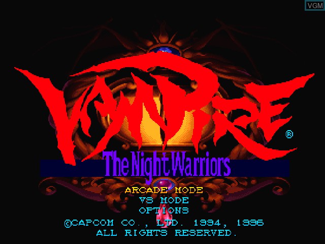 Image de l'ecran titre du jeu Vampire - The Night Warriors sur Sony Playstation