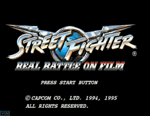 Image de l'ecran titre du jeu Street Fighter - Real Battle on Film sur Sony Playstation