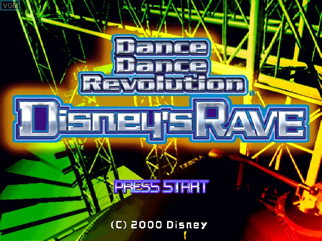 Image de l'ecran titre du jeu Dance Dance Revolution Disney's Rave sur Sony Playstation