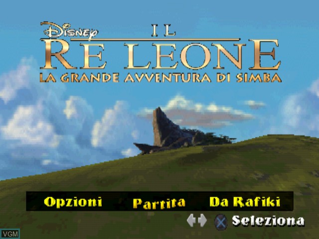 Image de l'ecran titre du jeu Re Leone, Il - La Grande Avventura di Simba sur Sony Playstation