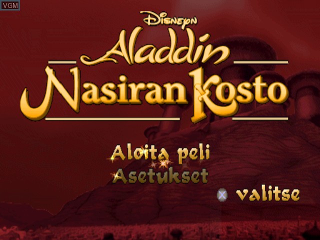 Image de l'ecran titre du jeu Aladdin - Nasiran Kosto sur Sony Playstation
