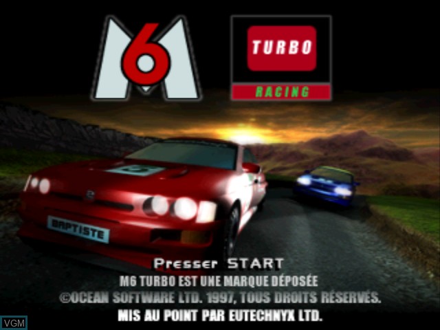 Image de l'ecran titre du jeu M6 Turbo Racing sur Sony Playstation