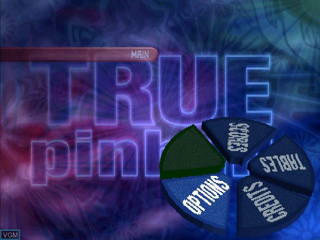 Image du menu du jeu True Pinball sur Sony Playstation