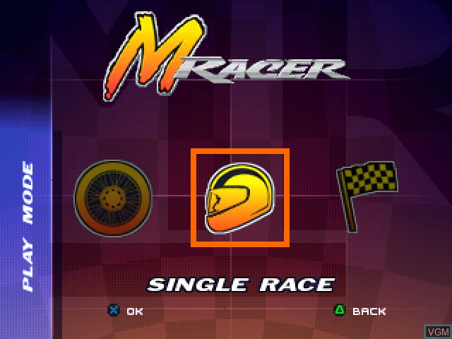 Image du menu du jeu Moto Racer sur Sony Playstation