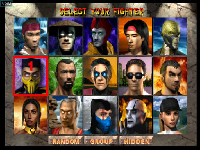 Image du menu du jeu Mortal Kombat 4 sur Sony Playstation