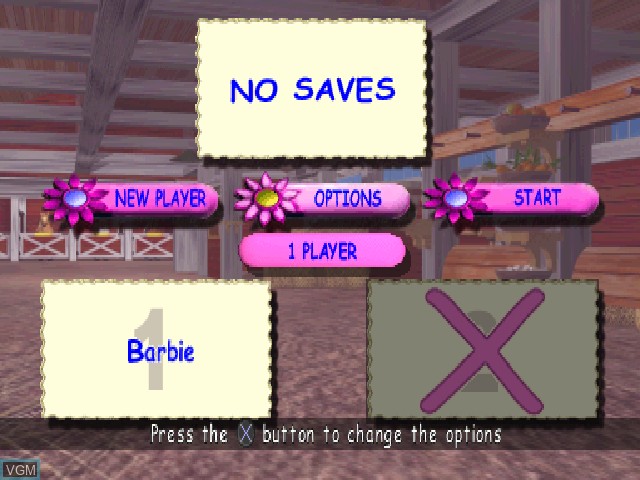 Image du menu du jeu Barbie - Race & Ride sur Sony Playstation