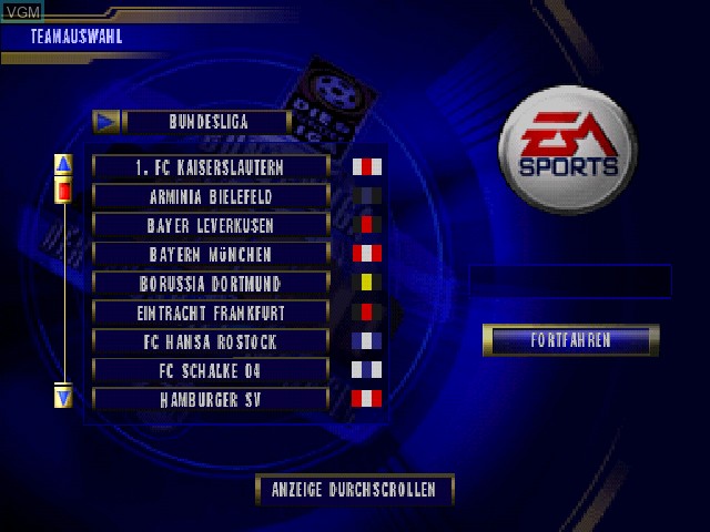 Image du menu du jeu Bundesliga 2000 - Der Fussball-Manager sur Sony Playstation