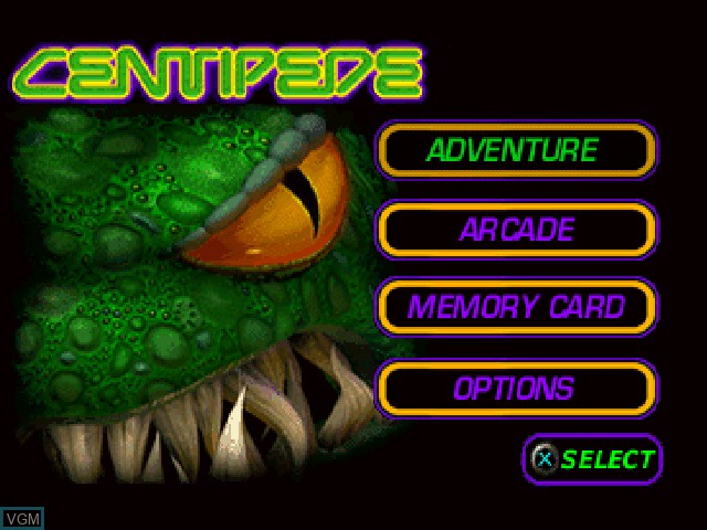 Image du menu du jeu Centipede sur Sony Playstation