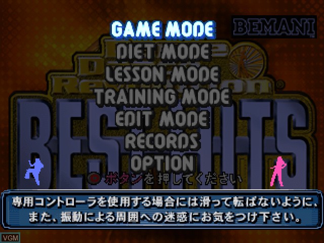 Image du menu du jeu Dance Dance Revolution Best Hits sur Sony Playstation