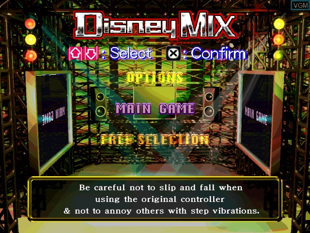 Image du menu du jeu Dance Dance Revolution Disney Mix sur Sony Playstation