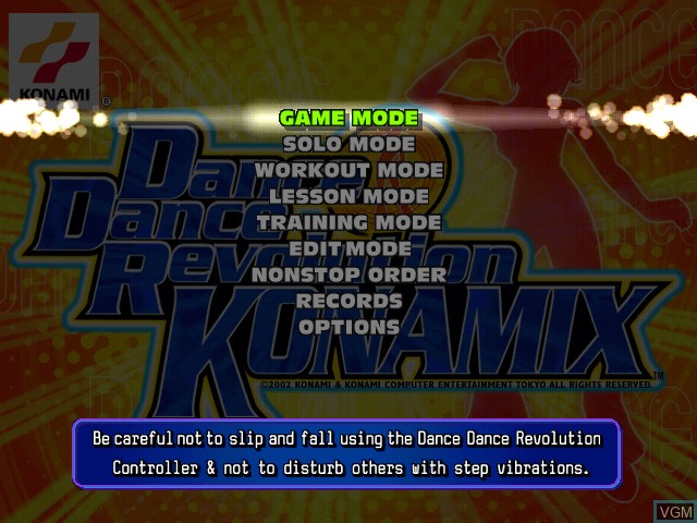 Image du menu du jeu Dance Dance Revolution Konamix sur Sony Playstation