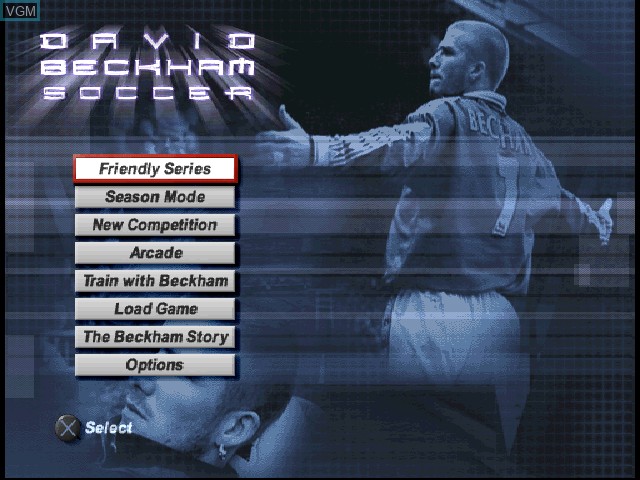 Image du menu du jeu David Beckham Soccer sur Sony Playstation