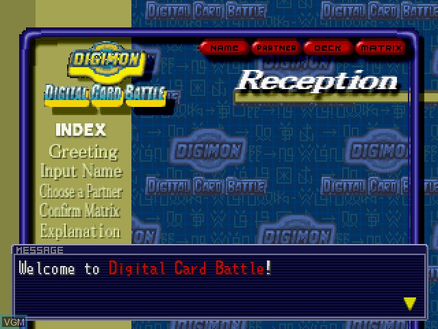 Image du menu du jeu Digimon Digital Card Battle sur Sony Playstation