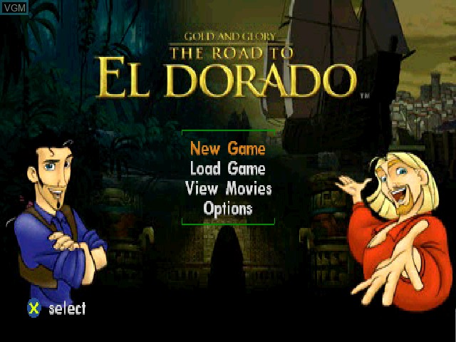 Image du menu du jeu Gold and Glory - The Road to El Dorado sur Sony Playstation