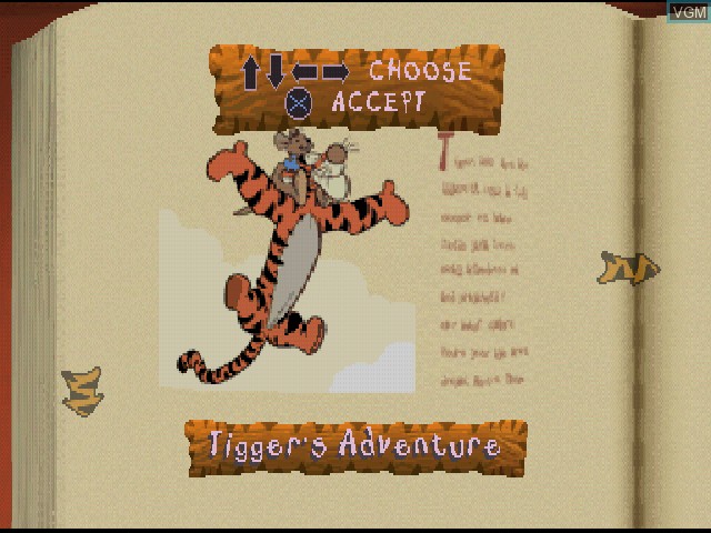 Image du menu du jeu Tigger's Honey Hunt sur Sony Playstation