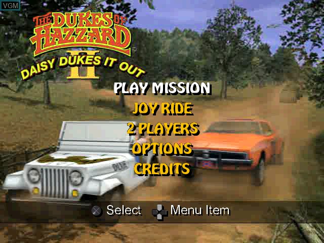 Image du menu du jeu Dukes of Hazzard II, The - Daisy Dukes It Out sur Sony Playstation