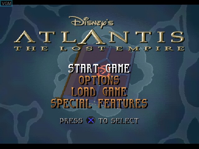 Image du menu du jeu Atlantis - The Lost Empire sur Sony Playstation